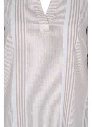 Dress with V neckline and collar, White Taupe Stripe, Packshot image number 2