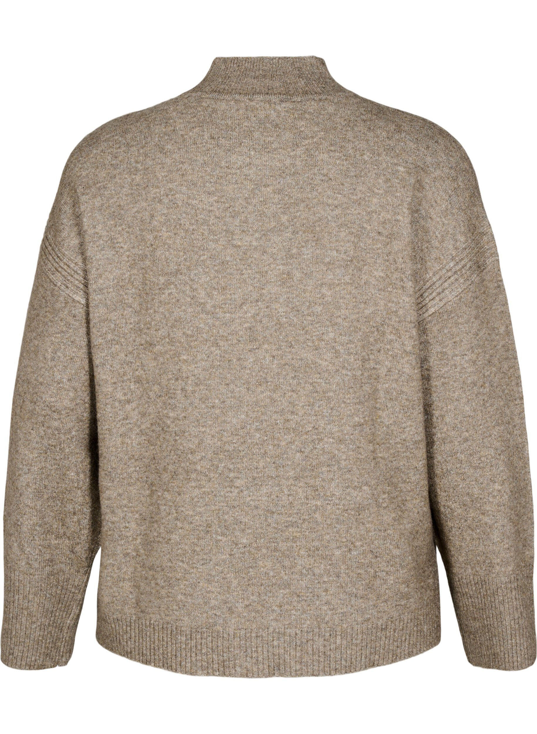 Zizzifashion Knitted jumper with ribbed edges, Walnut Mel., Packshot image number 1