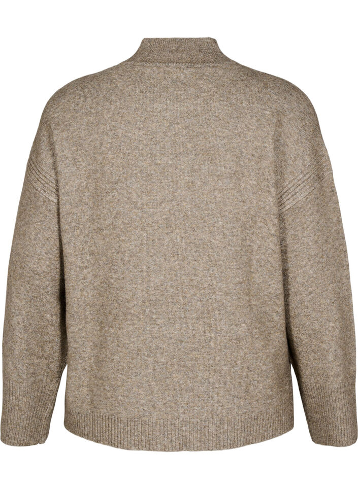 Knitted jumper with ribbed edges, Walnut Mel., Packshot image number 1