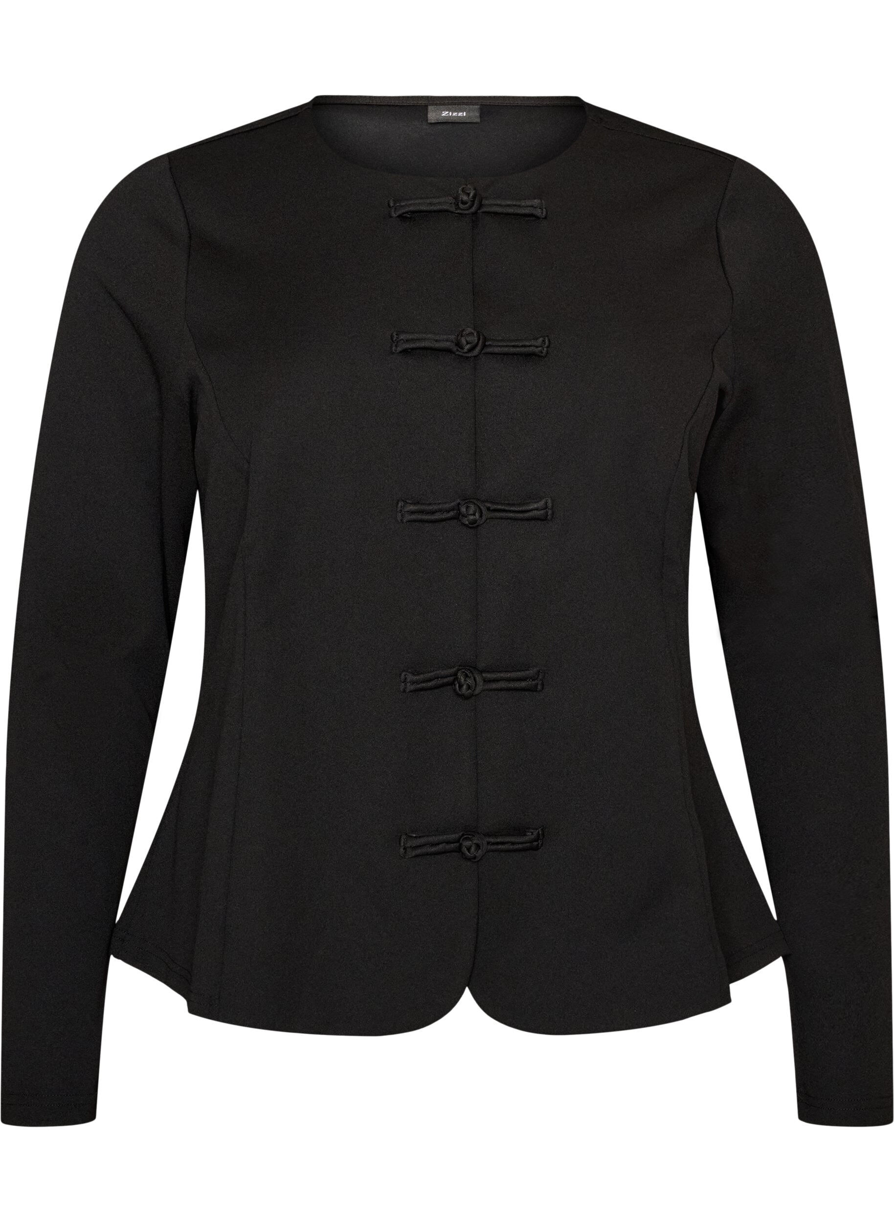 Fitted cardigan with knot fastenings