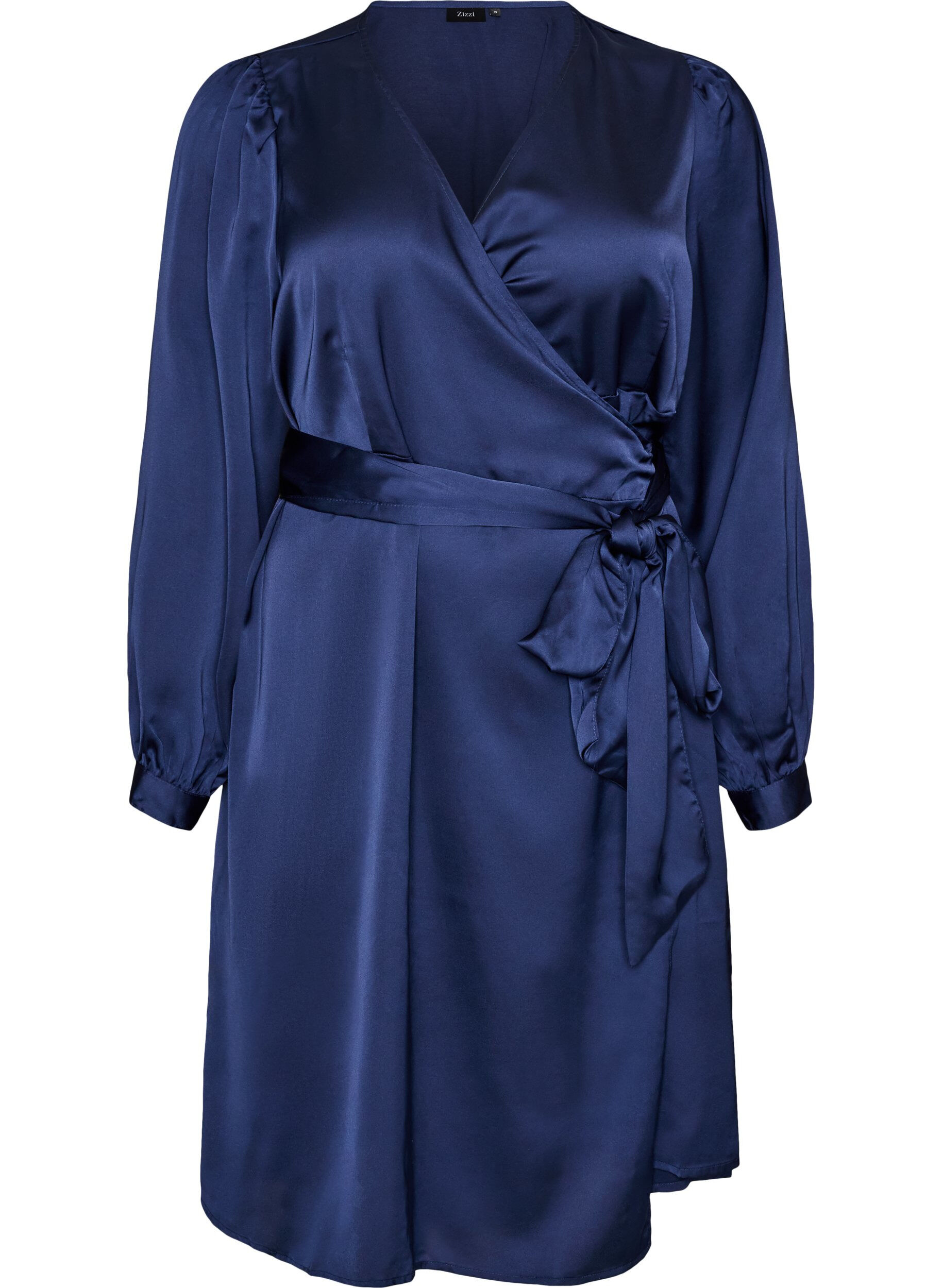 Short satin dress with wrap design