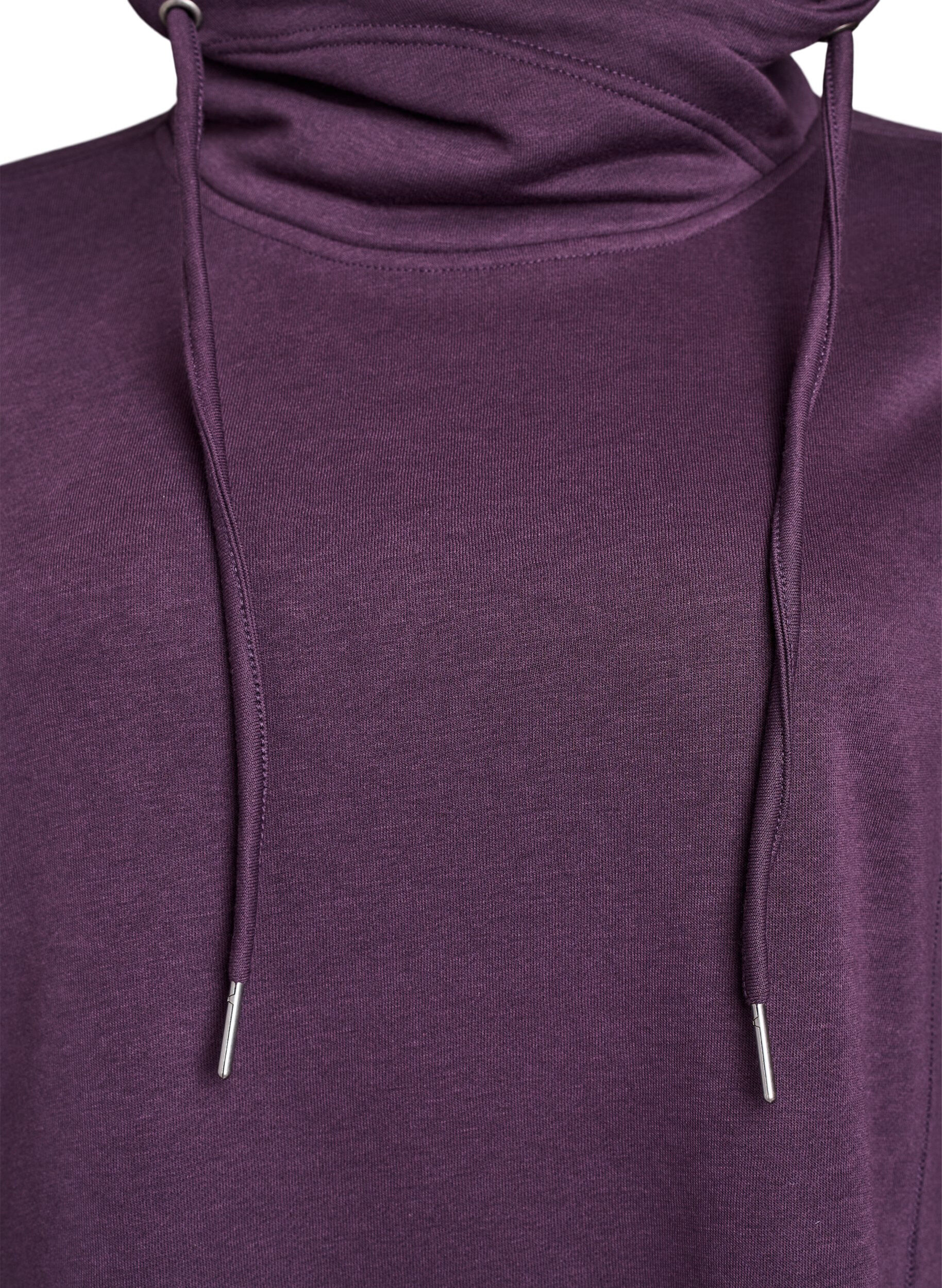 Zizzifashion Short sweatshirt dress with high collar and pockets, Purple, Packshot image number 2
