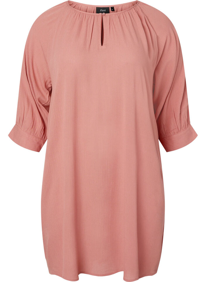 Viscose tunic with 3/4 sleeves, Old Rose, Packshot image number 0