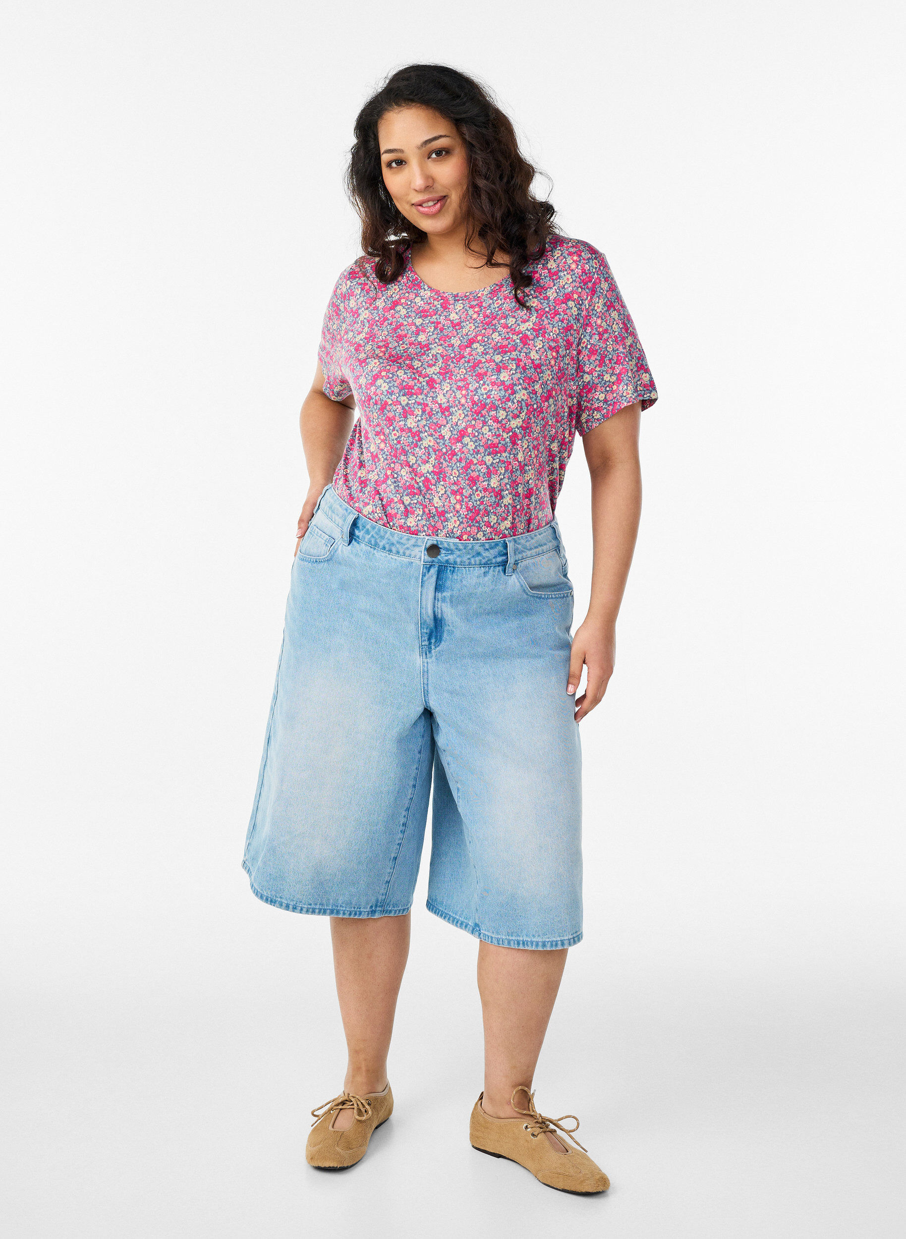 ZizzifashionT-shirt with floral print, Pink, Model image number 1