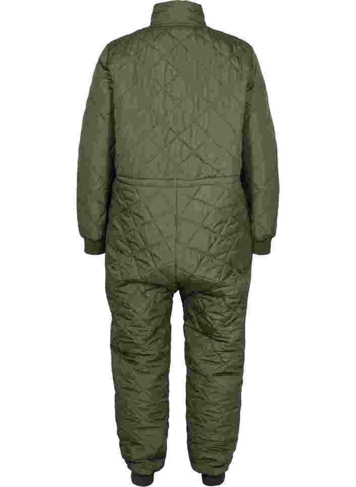 Quilted thermal jumpsuit with adjustable waist, Forest Night, Packshot image number 1