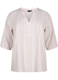 Striped blouse in linen-viscose blend