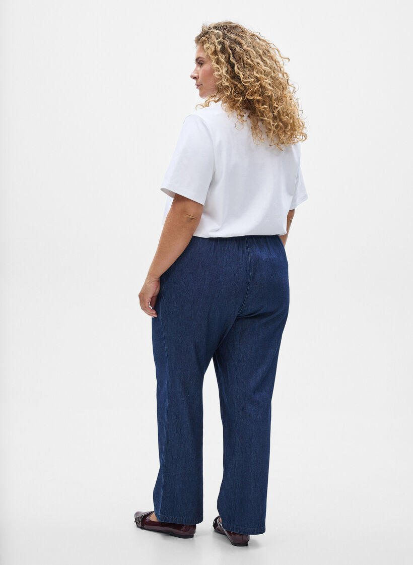 Straight fit jeans with elasticated waistband, Blue, Model image number 1