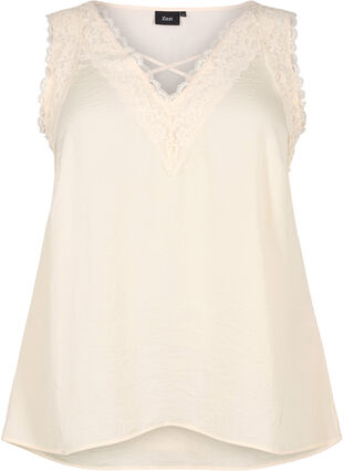Top with lace and cross detail, White Smoke, Packshot image number 0