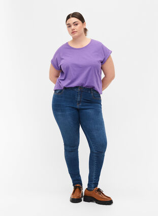Short sleeved cotton blend t-shirt, Deep Lavender, Model image number 2