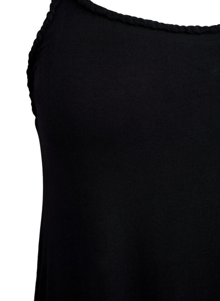 Beach dress in viscose with braided straps, Black, Packshot image number 2