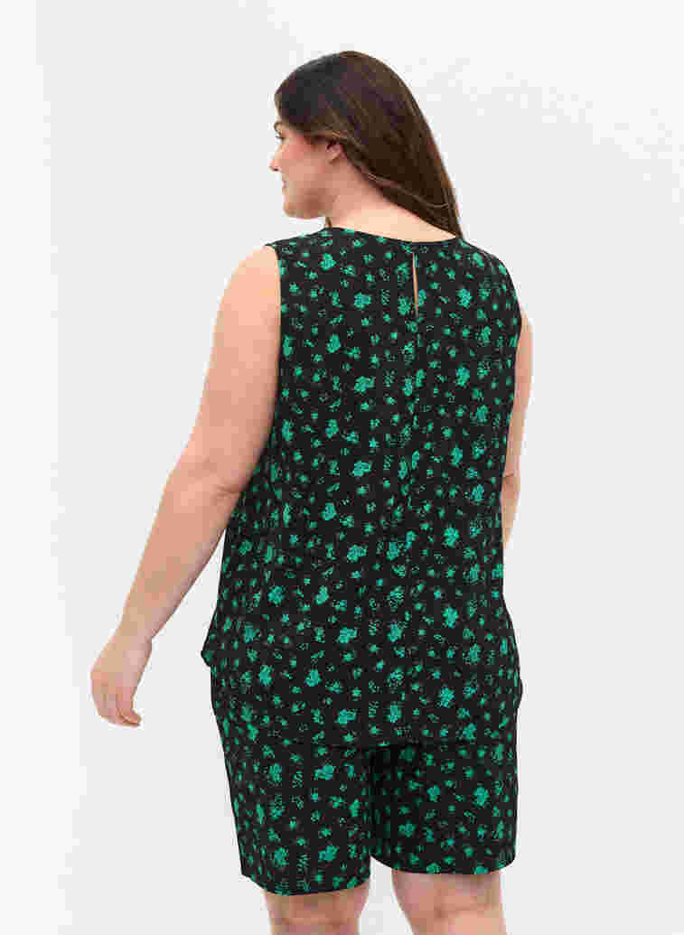 Sleeveless printed top, Green Flower AOP, Model image number 1