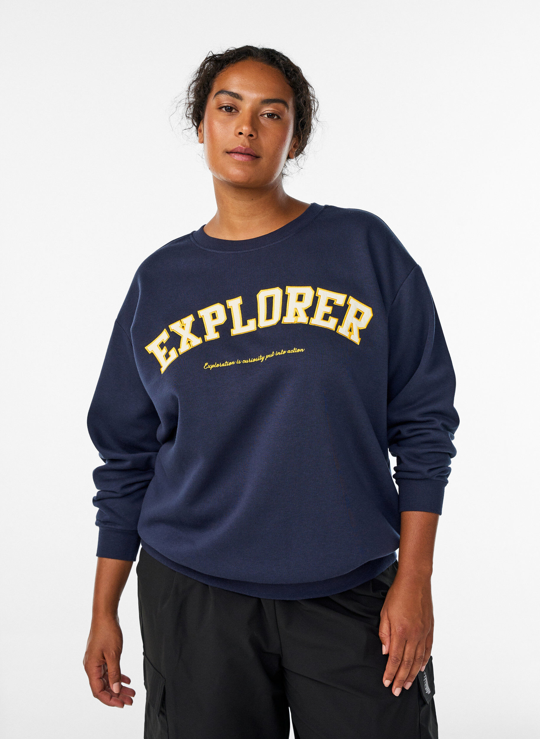 Sweatshirt with statement detail, Blue, Model