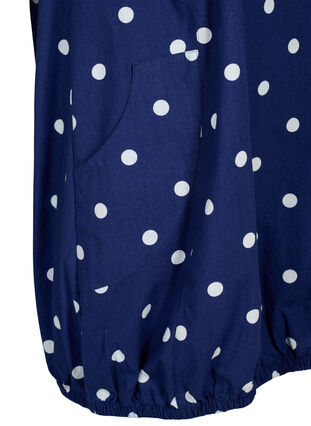 Short-sleeved cotton dress with floral print, Medieval Blue DOT, Packshot image number 3