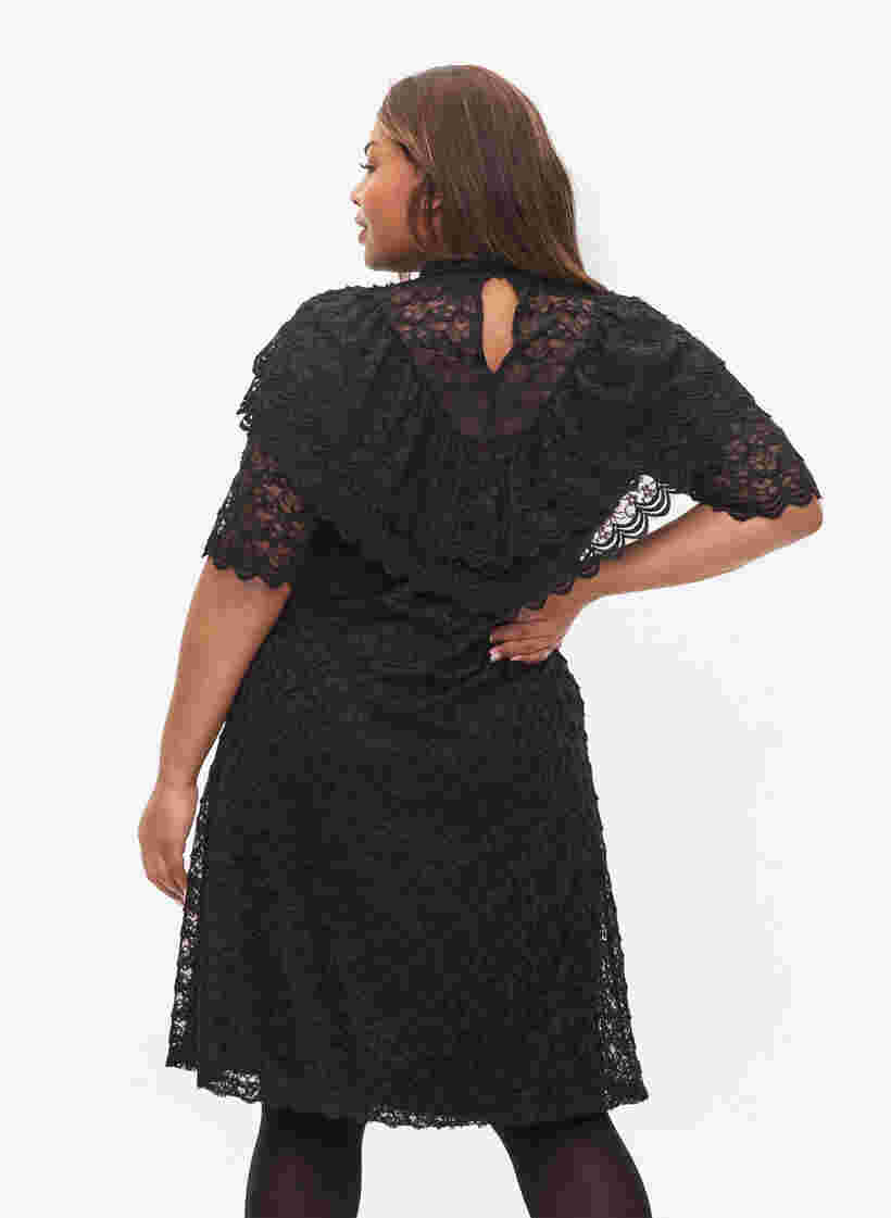 Lace dress with 2/4 sleeves, Black, Model image number 1