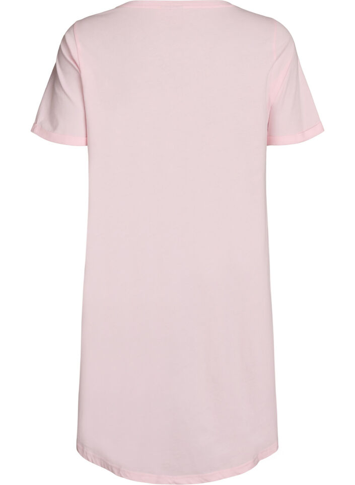 Short-sleeved nightgown in organic cotton, Pink, Packshot image number 1