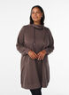 Short sweatshirt dress with high collar and pockets, Brown, Model image number 0