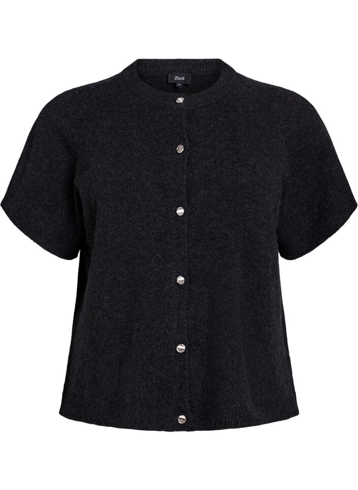 Knitwear cardigan with short sleeves, Dark Grey, Packshot image number 0