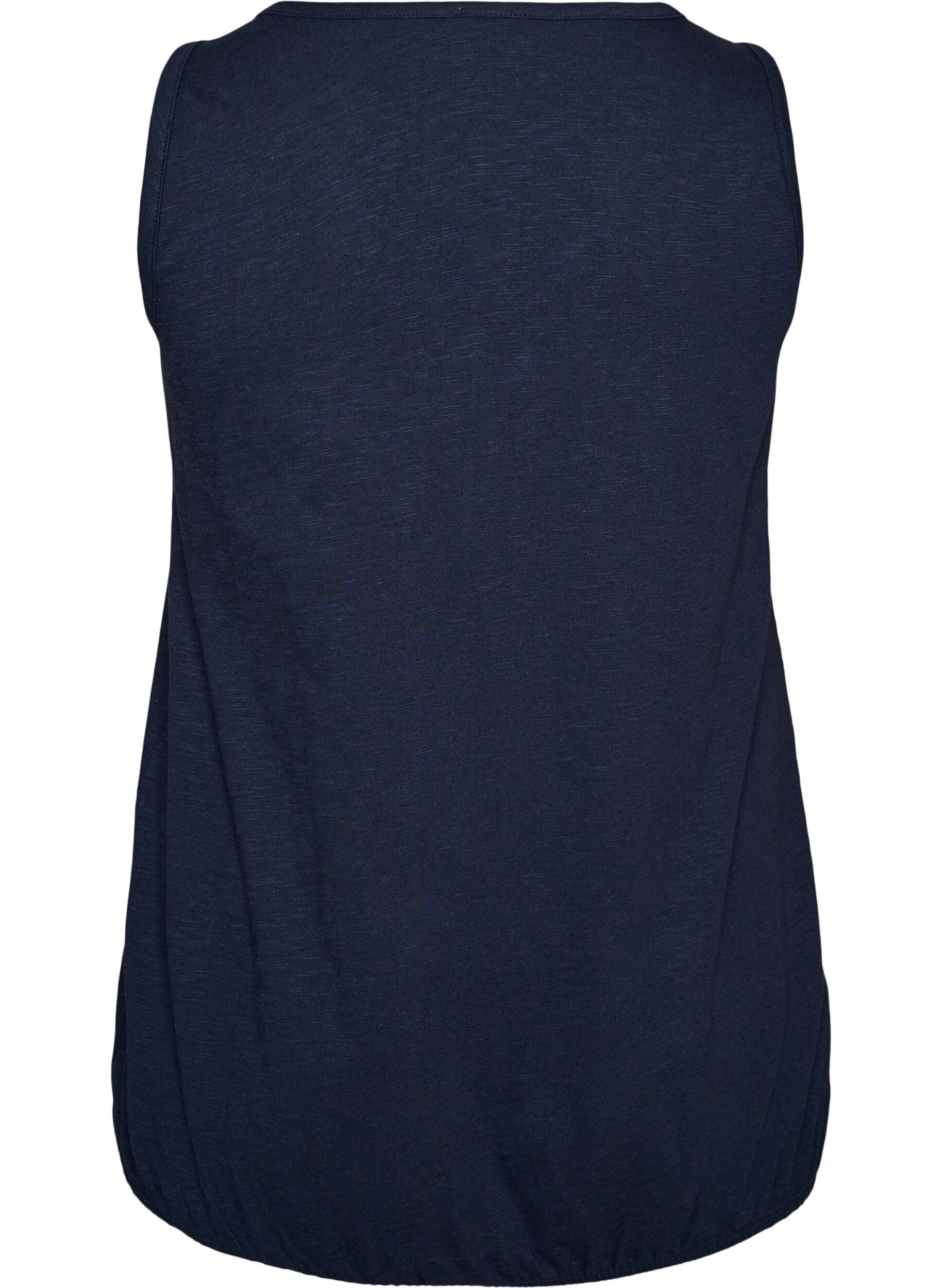 ZizzifashionTank top in organic cotton with V-neck and buttons, Blue, Packshot image number 1