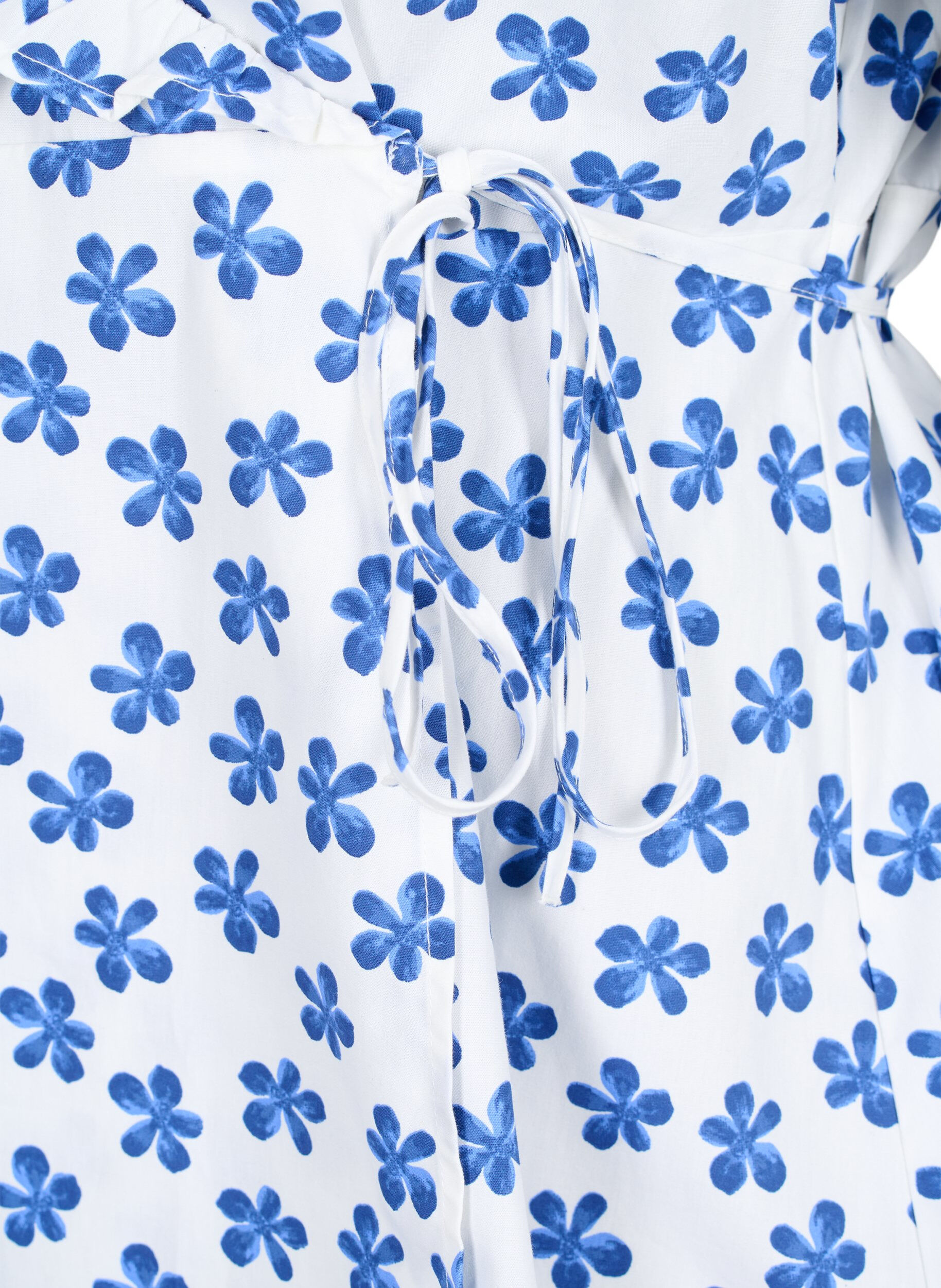 Zizzifashion Cotton wrap blouse with floral print, B.White/Small Flower, Packshot image number 3