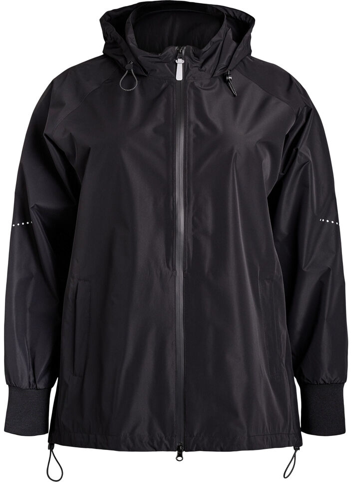 Rain jacket with reflective details, Black, Packshot image number 0