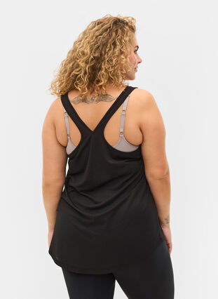 Sleeveless workout top with racer back, Black, Model image number 1