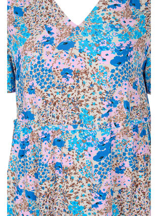 Patterned dress with drawstring details, Blue Rose Flower, Packshot image number 2