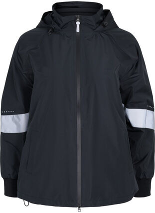 Rain jacket with reflective details, Black w. Reflex, Packshot image number 0