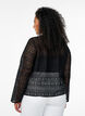 Cardigan with openwork pattern and tie strings, Black, Model image number 2