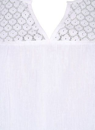 Blouse in a cotton mix with linen and crochet detail, Bright White, Packshot image number 2