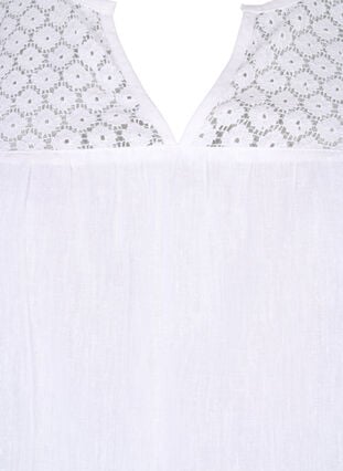Blouse in a cotton mix with linen and crochet detail, Bright White, Packshot image number 2