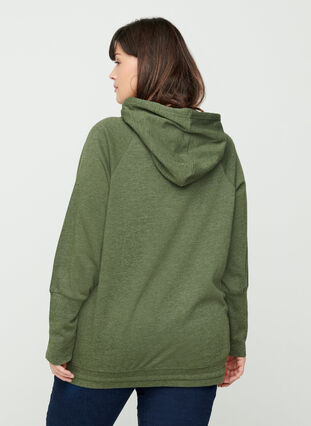 Sweatshirt with a drawstring hem, Rifle Green Mel., Model image number 1