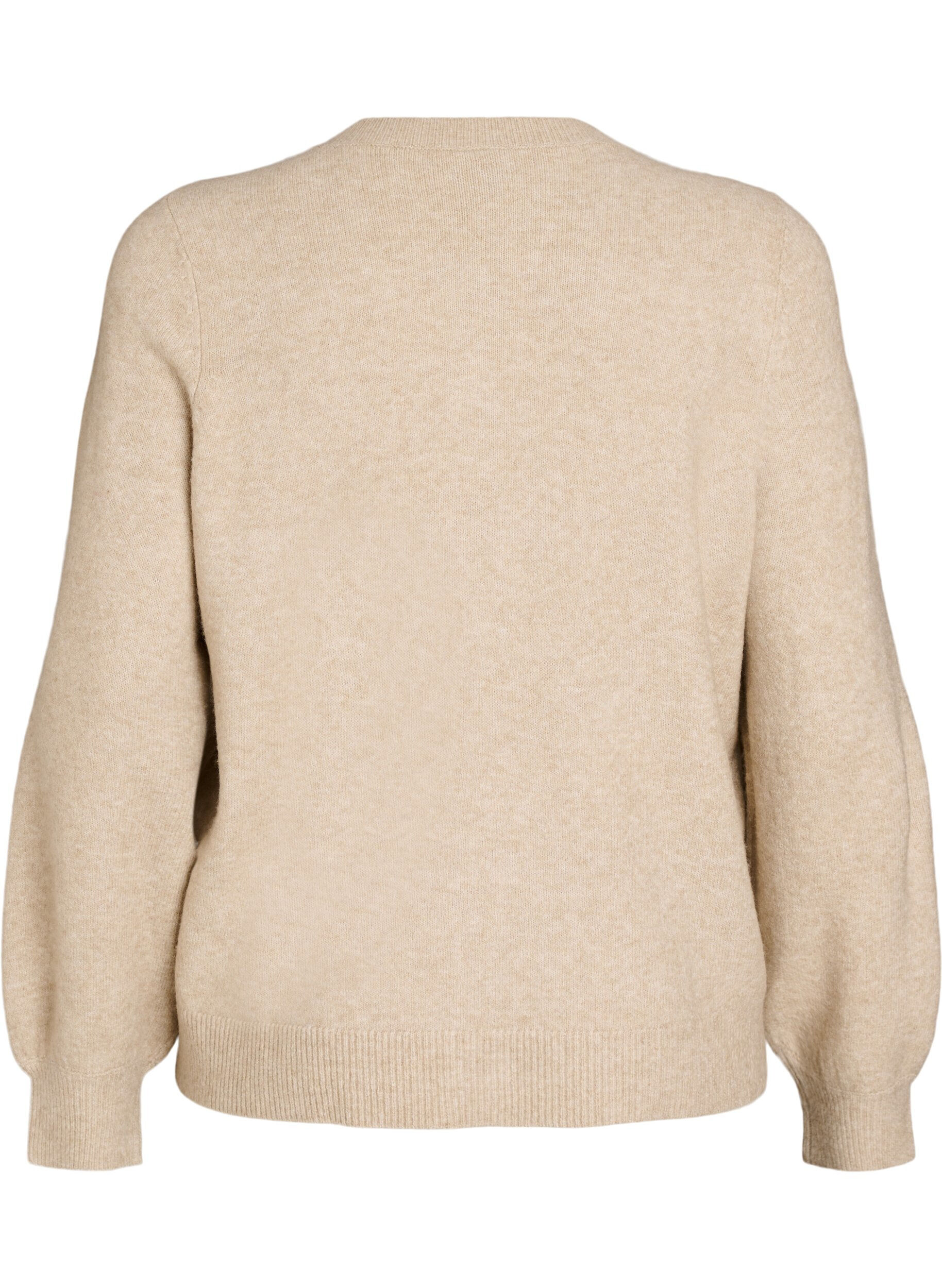 ZizzifashionCardigan in soft knit with gold-coloured buttons, Beige, Packshot image number 1
