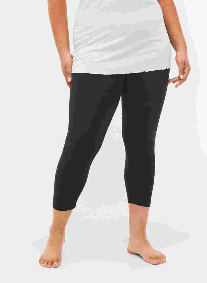 3/4 length basic leggings, Black, Model image number 2