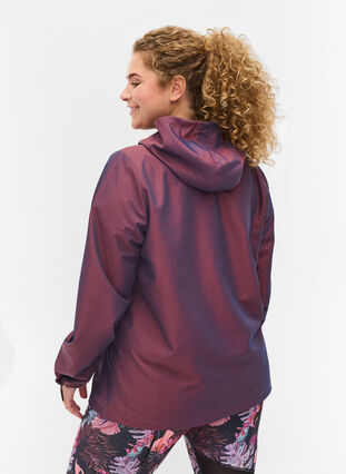 Hooded exercise jacket with adjustable drawstring, Sassafras, Model image number 1