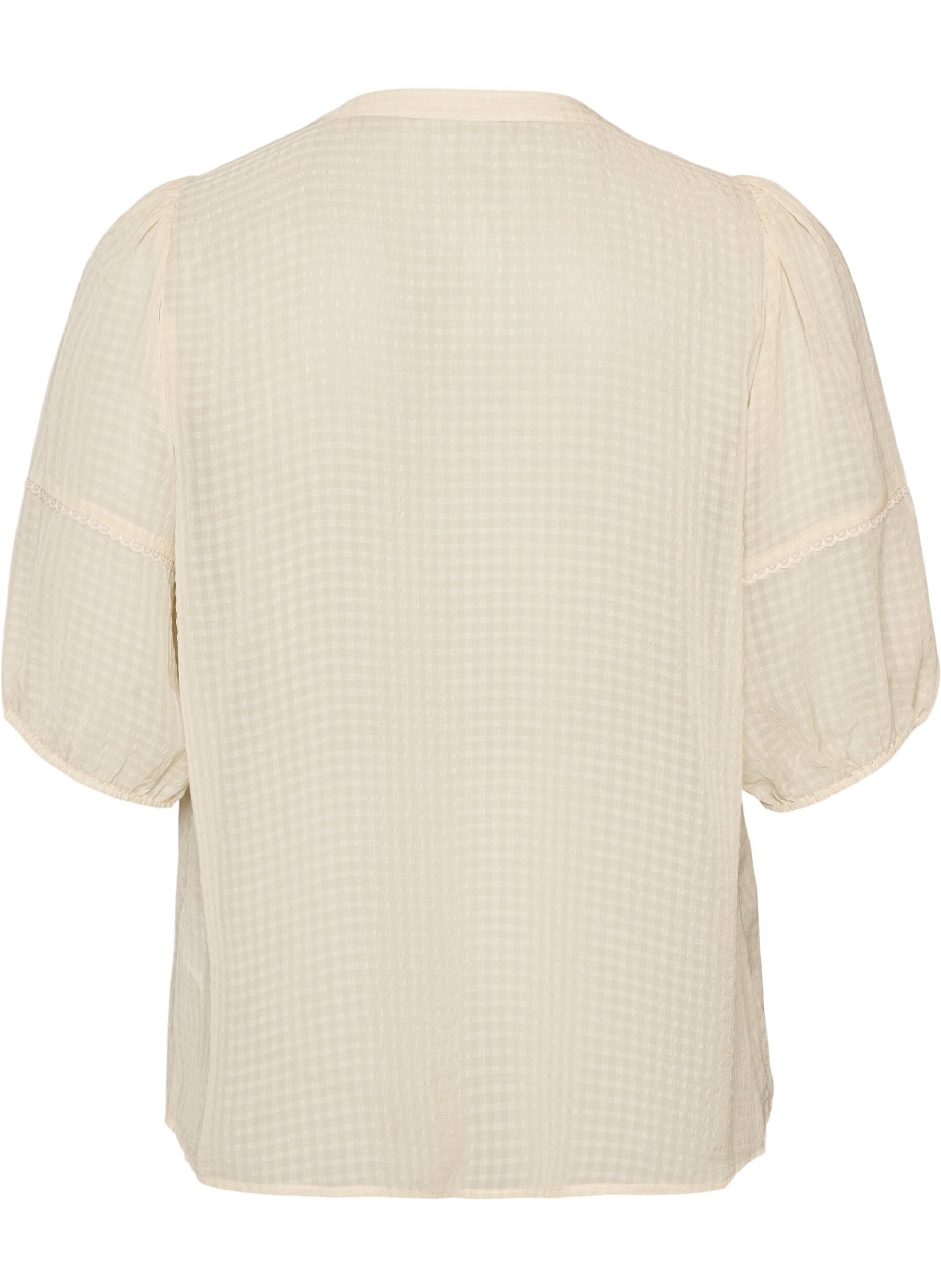 ZizzifashionBlouse in seersucker with tie-string, Beige, Packshot image number 1