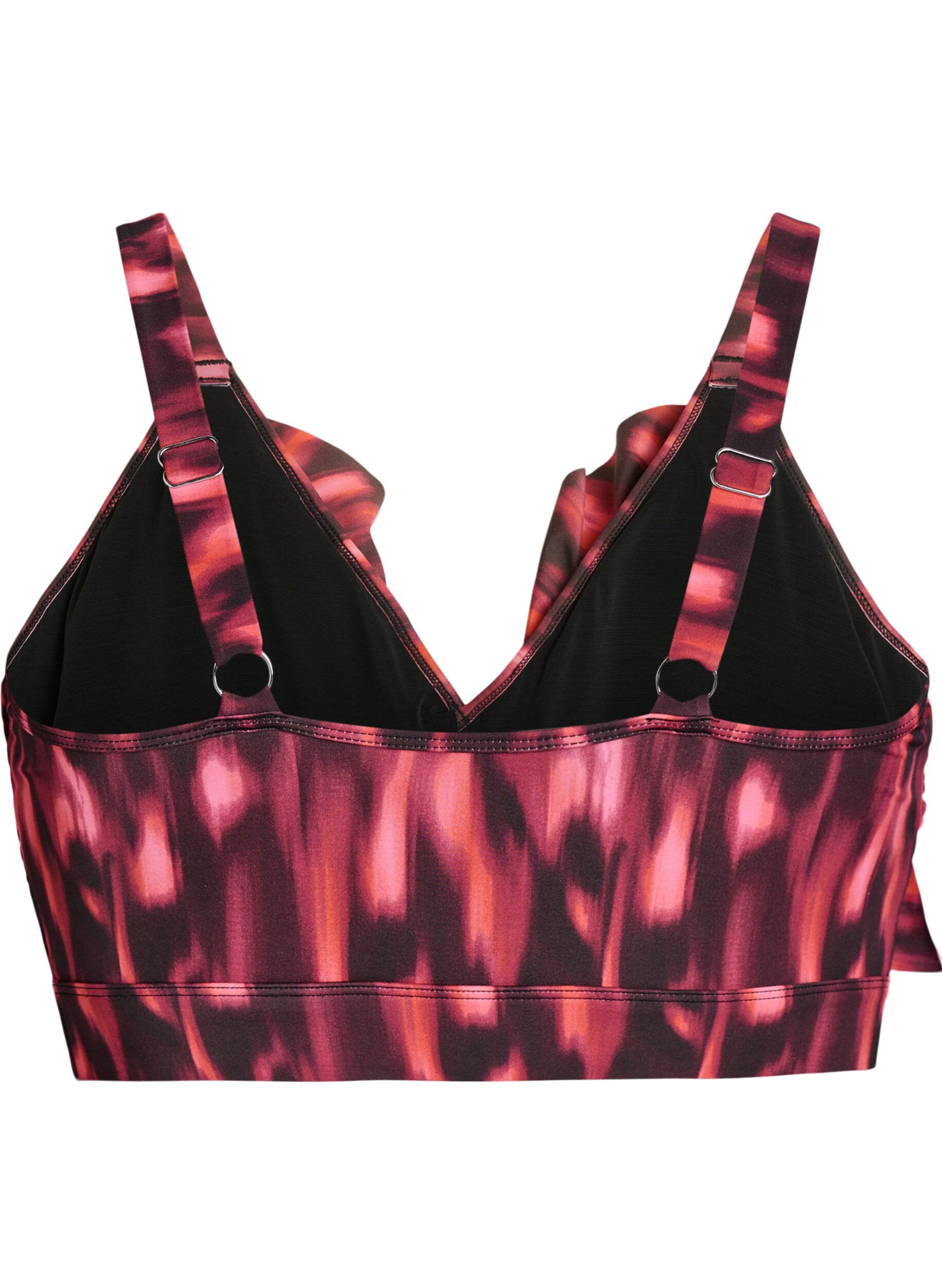 Zizzifashion Bikini top with print and ruffle details, Pink, Packshot image number 1