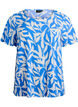 FLASH - Short sleeve viscose blouse with print, Blue, Packshot image number 0