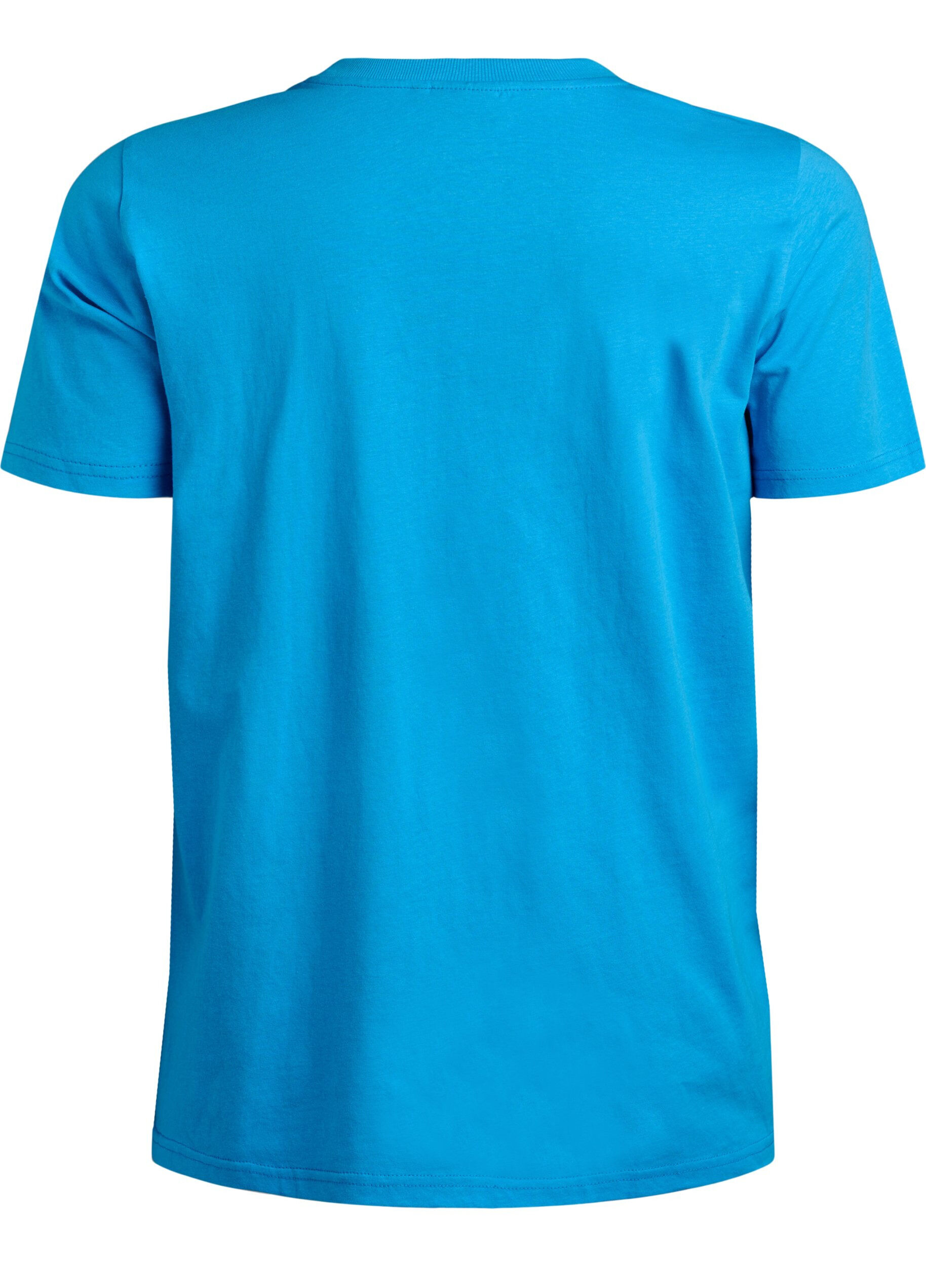 ZizzifashionBasic cotton T-shirt with round neck, Blue, Packshot image number 1