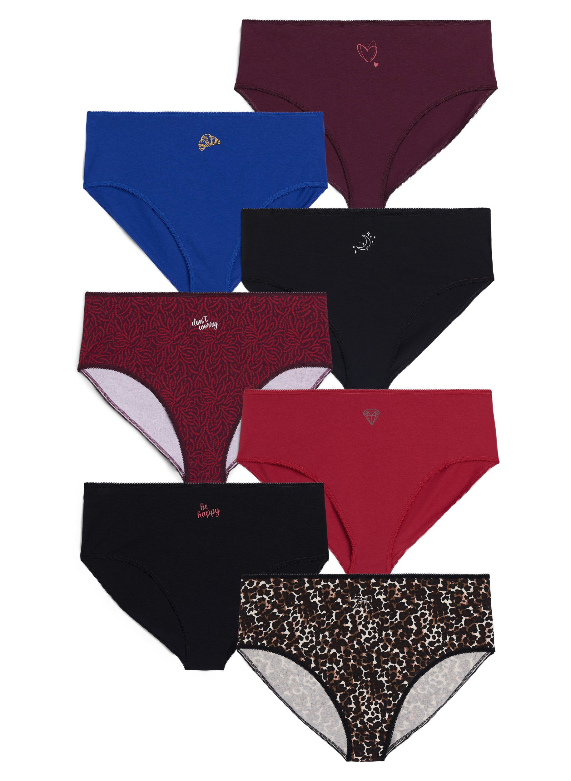 Zizzifashion7-pack of panties with a regular waist, Red, Packshot image number 0