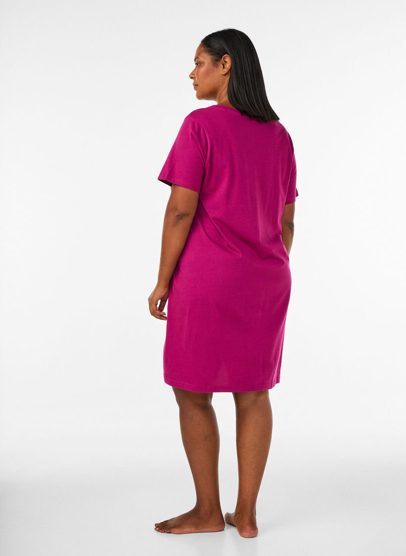 Organic cotton nightdress with V-neck, Red, Model image number 2