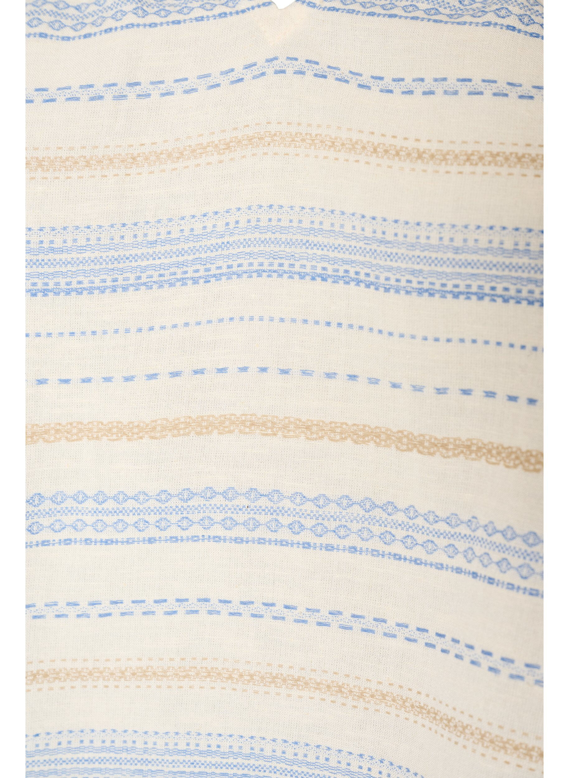 ZizzifashionSleeveless blouse with ruffles and patterned stripes, Vanilla, Packshot image number 2