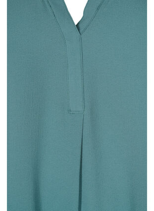 Short-sleeved blouse with v-neckline, Mallard Green, Packshot image number 2
