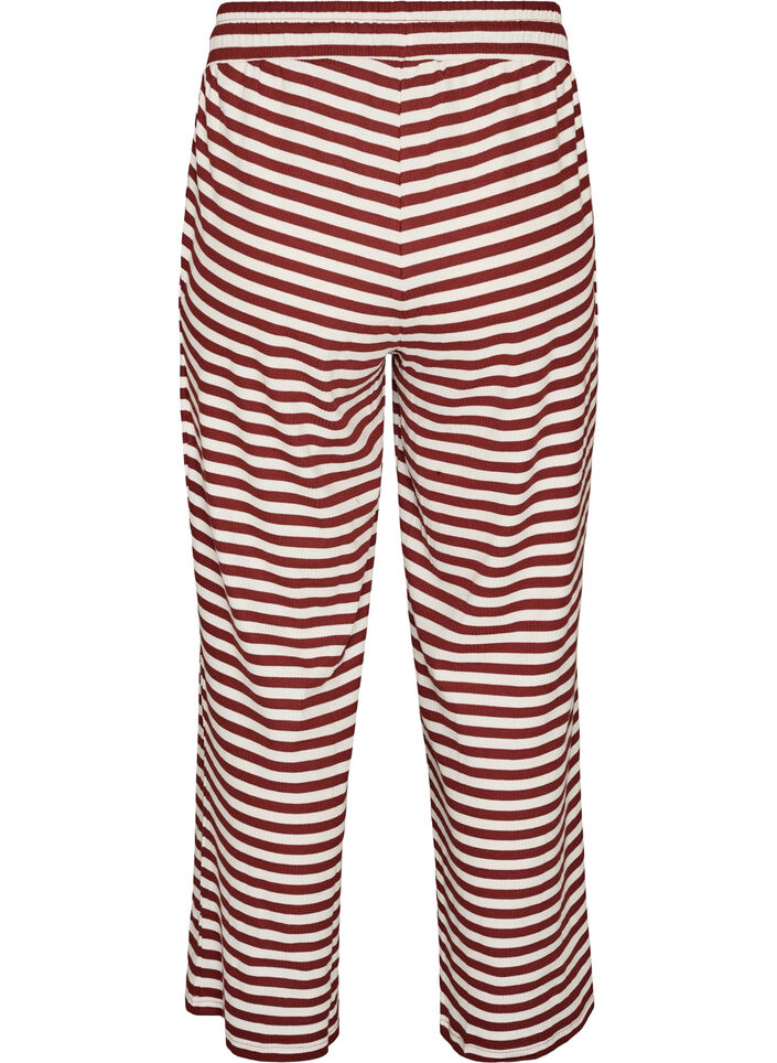 Striped pyjama bottoms with a high waist and wide legs, Red, Packshot image number 1