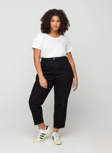 Cropped mom fit Mille jeans with a loose fit, Black, Model image number 1