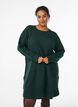 Short knitted dress with a round neck, Green, Model image number 0