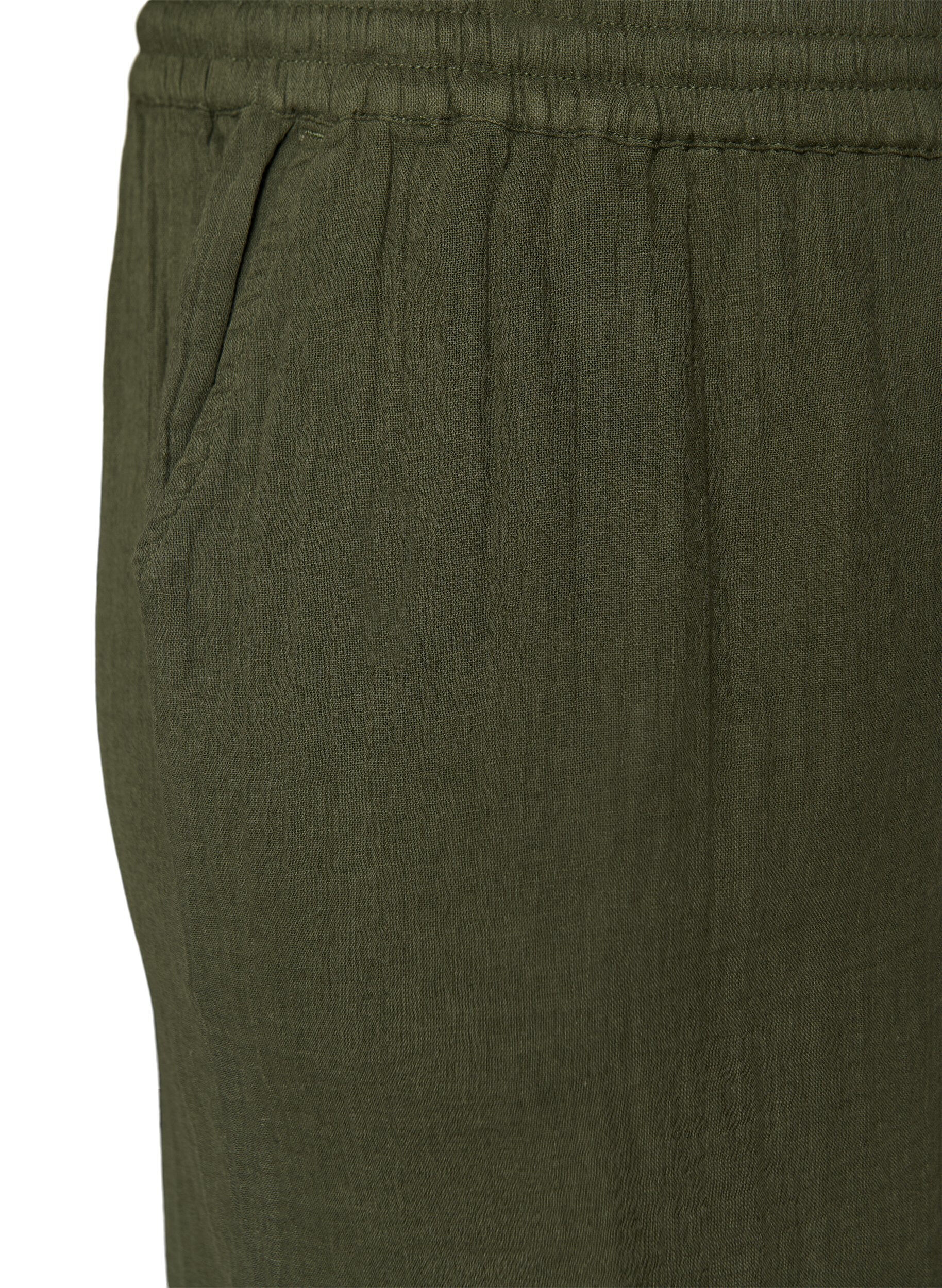ZizzifashionLoose cotton muslin shorts with a high waist, Green, Packshot image number 3
