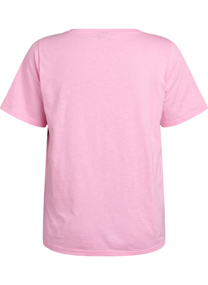 Short sleeve basic t-shirt with v-neck, Pink, Packshot image number 1