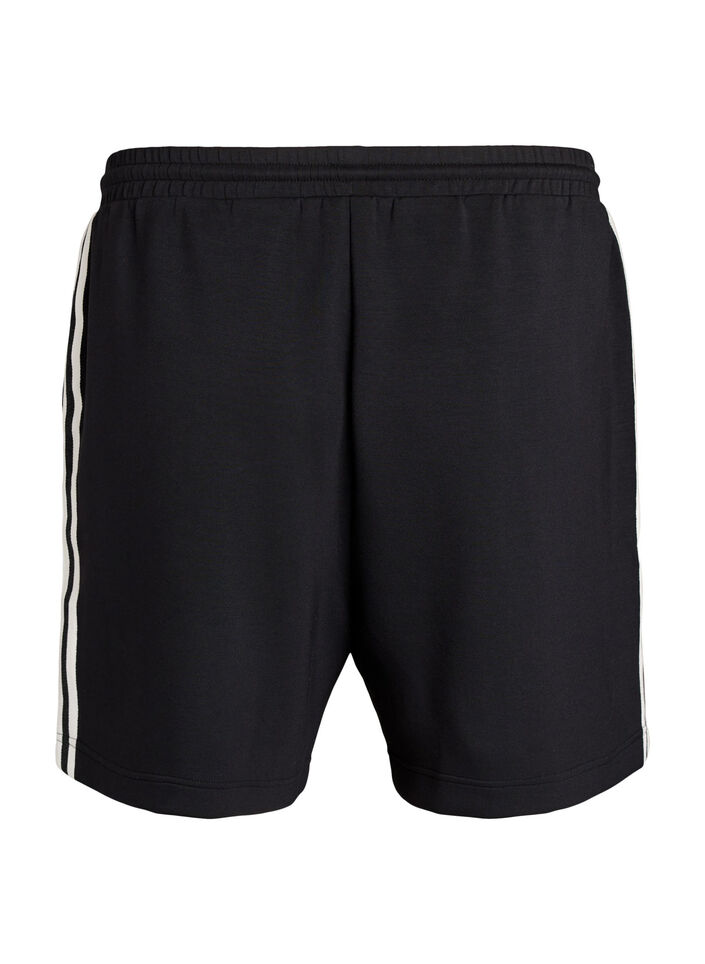 High-waisted shorts with stripe details, Black, Packshot image number 1