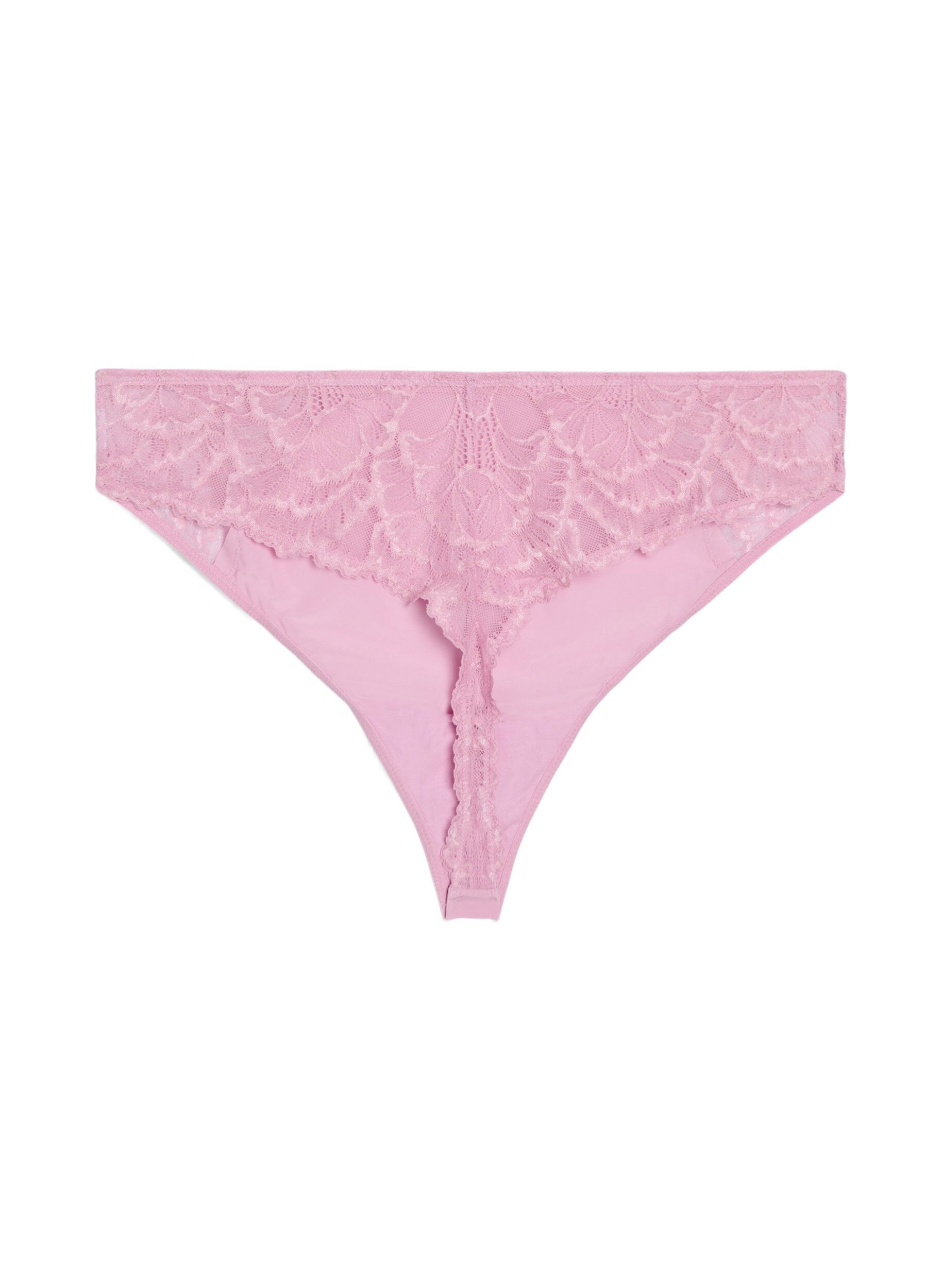Zizzifashion G-string with lace and microfiber, Rose, Packshot image number 1