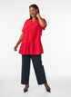 Loose tunic with crinkled texture and ruffle hem, Red, Model image number 1